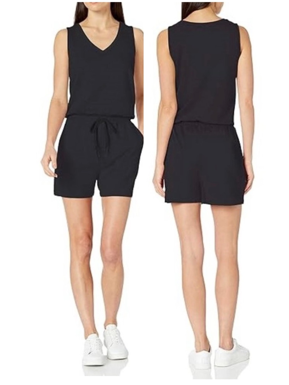 AMAZON ESSENTIALS black one piece romper, size M